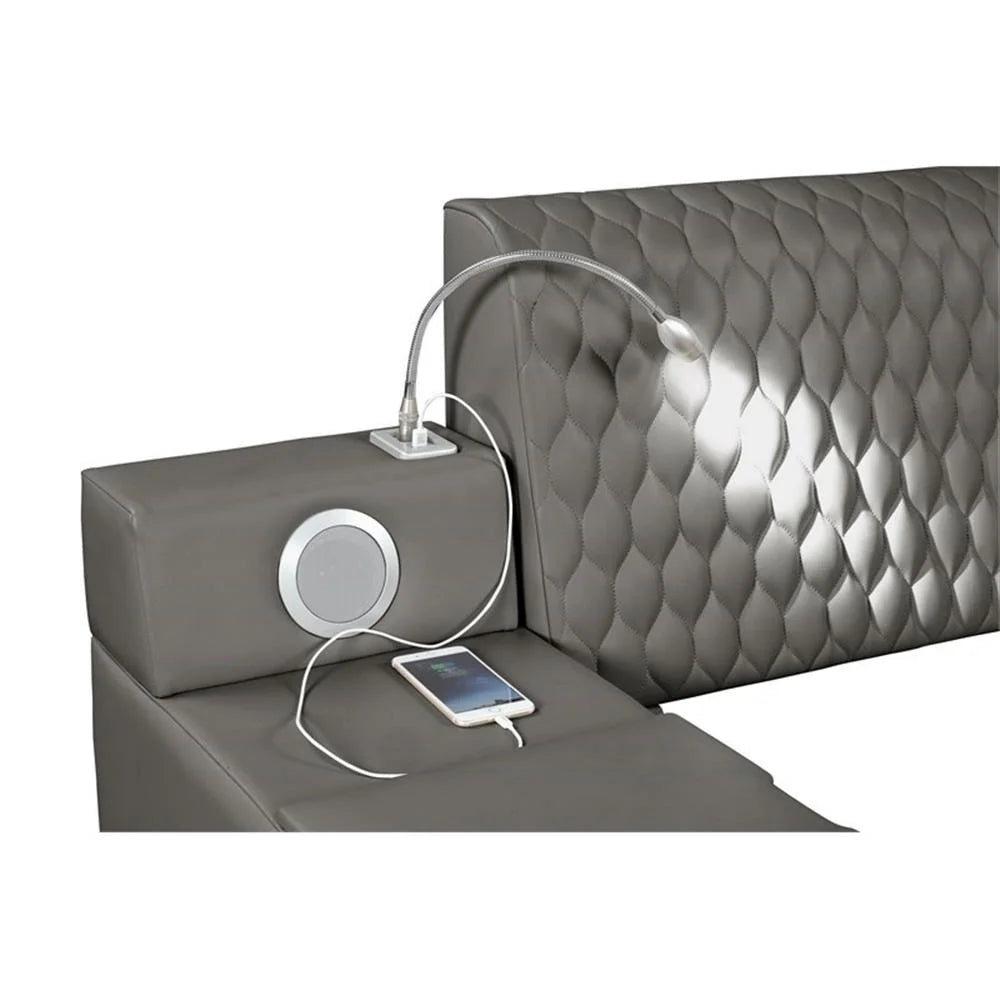 Smart Multifunctional Queen Size Bed Made with Wood in Gray