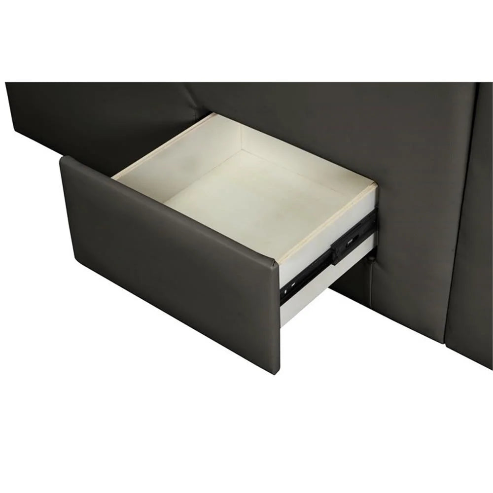Smart Multifunctional Queen Size Bed Made with Wood in Gray