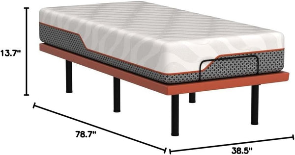 Adjustable Bed Frame + 14" Hybrid Mattress Twin XL, 3000 Series | Luxury Gel Memory Foam(319 Pocket Springs)With Massage, Wireless Remote, USB, under Bed Night Light, Medium Soft